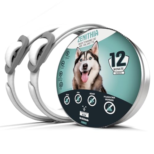 ZENITHIA Zeckenhalsband für Hunde - Flohhalsband hundeFlohschutz Halsband für Hunde – Zeckenhalsband - 100% Natürlich - Schutzhalsband gegen Flöhe - 12 Monate Schutz – 65 cm verstellbar (2 Einheiten) von ZENITHIA