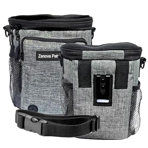 ZENOVA PETS Leckerli-Tasche für Hunde mit Reise-Hundenapf und Hundetrainings-Clickern für das Training im Freien, Verstellbarer Hüftgurt, langlebig, ideales Hundezubehör – groß von ZENOVA PETS