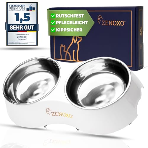 ZENOXO® [2X 800ml] Premium Hundenapf | Für mittlere & große Hunde - Umfall- & kippsicher - Rutschfester Futternapf mit abnehmbaren Näpfen - spülmaschinenfest von ZENOXO