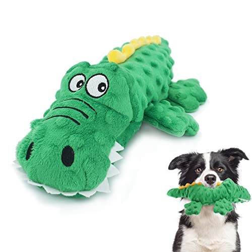 ZENVALY Quietschende Spielzeug für Hund, Hundespielzeug, Krokodil Plüschspielzeug für Hunde, Sicher Kauspielzeug für Kleine Mittel Hunde, Grün von ZENVALY