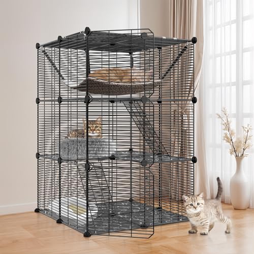 ZENY Katzenkäfig Indoor Katzengehege DIY Katzenlaufstall Abnehmbare Metalldraht Zwinger mit extra großer Hängematte für 1-2 Katzen, Frettchen, Chinchilla, Kaninchen oder Kleintiere ZENY Katzenkäfig Indoor Katzengehege DIY Katzenlaufstall Abnehmbare Metalldraht Zwinger mit extra großer Hängematte für 1-2 Katzen, Frettchen, Chinchilla, Kaninchen oder Kleintiere von ZENY