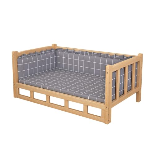ZEONIK Erhöhtes Hundebett aus Holz mit abnehmbarem, waschbarem Kissen, Haustier-Sofabetten, einfach zu montieren, für kleine, mittelgroße und große Hunde ZEONIK Erhöhtes Hundebett aus Holz mit abnehmbarem, waschbarem Kissen, Haustier-Sofabetten, einfach zu montieren, für kleine, mittelgroße und große Hunde von ZEONIK