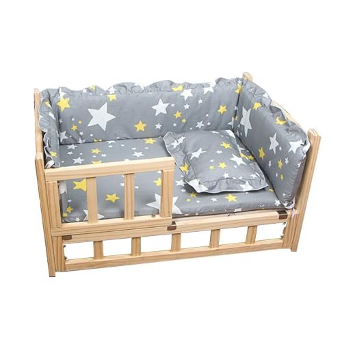 ZEONIK Haustierbett, Hundebett, erhöhtes Holzbett mit abnehmbarer und waschbarer Bettwäsche, verschiedene Größen für alle Jahreszeiten ZEONIK Haustierbett, Hundebett, erhöhtes Holzbett mit abnehmbarer und waschbarer Bettwäsche, verschiedene Größen für alle Jahreszeiten von ZEONIK