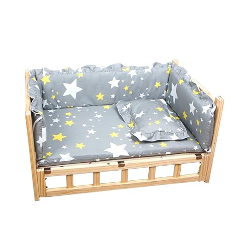 ZEONIK Haustierbett, Hundebett, erhöhtes Holzbett mit abnehmbarer und waschbarer Bettwäsche, verschiedene Größen für alle Jahreszeiten ZEONIK Haustierbett, Hundebett, erhöhtes Holzbett mit abnehmbarer und waschbarer Bettwäsche, verschiedene Größen für alle Jahreszeiten von ZEONIK