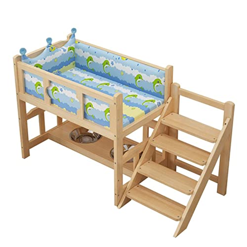 ZEONIK dog bed 2-layer Pet Bed Wooden Dog Bed Elevated Pet Bed with guardrail with stairs and guardrail Dog Bowl Pet Wood Frame Beds for Dogs Cat pet bed ZEONIK dog bed 2-layer Pet Bed Wooden Dog Bed Elevated Pet Bed with guardrail with stairs and guardrail Dog Bowl Pet Wood Frame Beds for Dogs Cat pet bed von ZEONIK