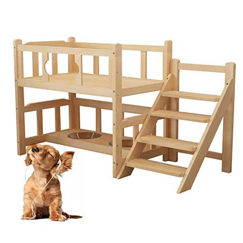 ZEONIK dog bed 2-layer Pet Bed Wooden Dog Bed Elevated Pet Bed with guardrail with stairs and guardrail Dog Bowl Pet Wood Frame Beds for Dogs Cat pet bed ZEONIK dog bed 2-layer Pet Bed Wooden Dog Bed Elevated Pet Bed with guardrail with stairs and guardrail Dog Bowl Pet Wood Frame Beds for Dogs Cat pet bed von ZEONIK