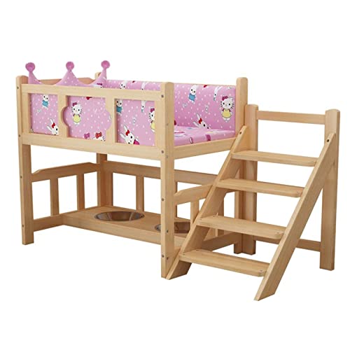 ZEONIK dog bed 2-layer Pet Bed Wooden Dog Bed Elevated Pet Bed with guardrail with stairs and guardrail Dog Bowl Pet Wood Frame Beds for Dogs Cat pet bed ZEONIK dog bed 2-layer Pet Bed Wooden Dog Bed Elevated Pet Bed with guardrail with stairs and guardrail Dog Bowl Pet Wood Frame Beds for Dogs Cat pet bed von ZEONIK