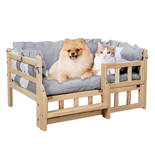 ZEONIK dog bed Wooden Dog Bed Grey Elevated Pet Bed Raised Pet Couch Cot Kennel with Washable Bedding Stable & Durable Cats Recreational area pet bed ZEONIK dog bed Wooden Dog Bed Grey Elevated Pet Bed Raised Pet Couch Cot Kennel with Washable Bedding Stable & Durable Cats Recreational area pet bed von ZEONIK