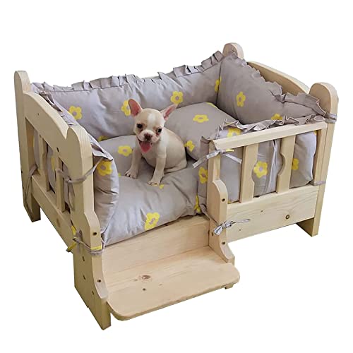 ZEONIK dog bed Wooden Dog Bed Pet Bed Elevated Pet Sofa Dog Cots Wooden Pet Bed with Grey Cushion Set Pet Sofa Bed for Medium & Small Dogs Pet Cat pet bed ZEONIK dog bed Wooden Dog Bed Pet Bed Elevated Pet Sofa Dog Cots Wooden Pet Bed with Grey Cushion Set Pet Sofa Bed for Medium & Small Dogs Pet Cat pet bed von ZEONIK