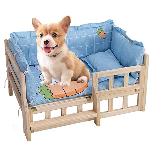 ZEONIK hundebett Erhöhtes Hundebett aus Holz mit Bettwäsche und Geländer, Haustiersofa, abnehmbares Hunde- und Katzenbett mit Matratze und Zaun für große/mittlere Haustiere hundebetten ZEONIK hundebett Erhöhtes Hundebett aus Holz mit Bettwäsche und Geländer, Haustiersofa, abnehmbares Hunde- und Katzenbett mit Matratze und Zaun für große/mittlere Haustiere hundebetten von ZEONIK