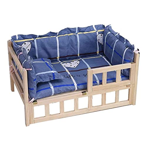 ZEONIK hundebett Hundebett aus Holz für Haustiere, Hundebett mit Geländer, Haustierbett mit weicher Matratze und Kissen, Haustierhütte für mittelgroße Hunde im Innen- und Außenbereich hundebetten ZEONIK hundebett Hundebett aus Holz für Haustiere, Hundebett mit Geländer, Haustierbett mit weicher Matratze und Kissen, Haustierhütte für mittelgroße Hunde im Innen- und Außenbereich hundebetten von ZEONIK