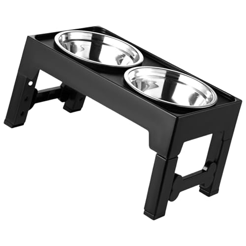 Ergonomische Hundenäpfe mit verstellbaren Höhen, Edelstahl-Futternapf für Haustierfressen, bequeme Fütterungsposition von ZEPFJHE