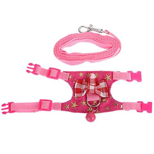 Hundegeschirr mit Schmetterlingsschleife, kariert, flexibles Seil, Outdoor, für Zwerghamster, Rennmäuse, Chinchilla, Fe von ZEPFJHE