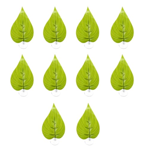 ZEPFJHE Künstliche Blätter, dekorative Pflanze mit Saugnapf, bunte Blatt-Dekorationen für Aquarien, Dekoration für Terrarium, Aquarium, groß, klein von ZEPFJHE