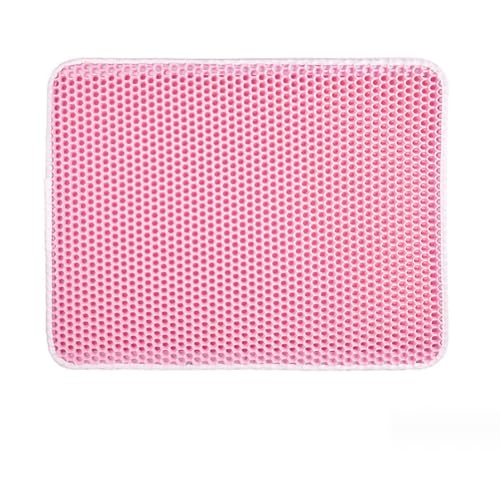 Katzenstreu-Matte, Streu-Auffangmatte, doppellagiger, leichter Teppich, wasserdicht, EVA, waschbar, Katzenmatte for kleine und mittelgroße Katzen, Kitty (Color : Pink, Size : 118x68cm/46.4x26.7in) von ZERVA