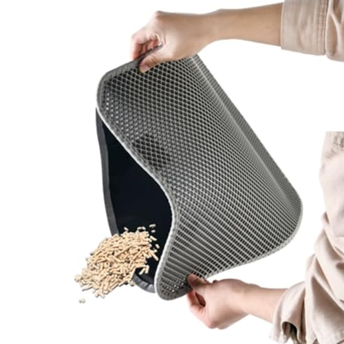 Katzentoilette-Matte, Wabenstruktur, doppelschichtig, wasserdicht, for Katzentoilette, Boden, Katzentoilette, Matte, reduziert Abfall, weiche Pfoten, rutschfest (Color : Gray, Size : 75x55cm/29.5x21 Katzentoilette-Matte, Wabenstruktur, doppelschichtig, wasserdicht, for Katzentoilette, Boden, Katzentoilette, Matte, reduziert Abfall, weiche Pfoten, rutschfest (Color : Gray, Size : 75x55cm/29.5x21 von ZERVA