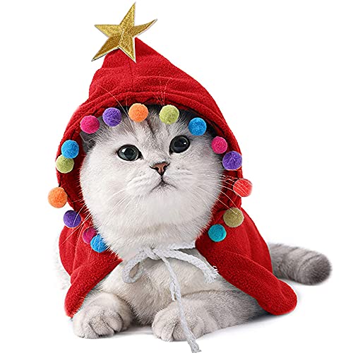 ZESLIV Haustier Weihnachtsmantel,Umhang mit Stern und Bommeln,für Halloween, Weihnachten, Party,Cosplay Feiertagsereignisse für Katzen und kleine Hunde von ZESLIV