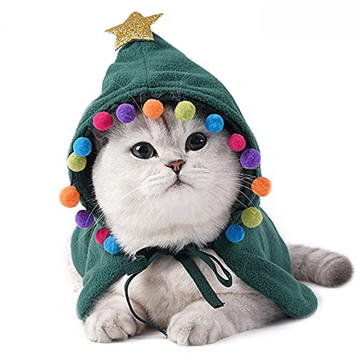 ZESLIV Haustier Weihnachtsmantel,Umhang mit Stern und Bommeln,für Halloween, Weihnachten, Party,Cosplay Feiertagsereignisse für Katzen und kleine Hunde von ZESLIV
