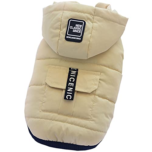 ZESLIV Hunde Daunenjacke Hundemantel Kapuzenjacke Haustier Hundejacke Hunde Thermo Jacke Winterweste Beige von ZESLIV