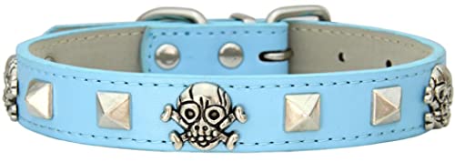 ZESLIV Hundehalsband Katzen Halsband aus PU Leder Halsband mit Nieten Schädel Optik für Haustier kleine mittelgroße große Hunde, Verstellbares Halsband ZESLIV Hundehalsband Katzen Halsband aus PU Leder Halsband mit Nieten Schädel Optik für Haustier kleine mittelgroße große Hunde, Verstellbares Halsband von ZESLIV