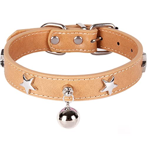 ZESLIV Hundehalsband Katzen Halsband aus PU Leder mit Glocke Halsband für Haustier kleine mittelgroße große Hunde, Verstellbares Halsband von ZESLIV