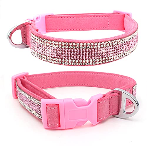 ZESLIV Hundehalsband mit Strasssteinen weiches Wildlederhalsband für mittelgroße Hunde glitzernde Diamanten für Hunde und Katzen von ZESLIV