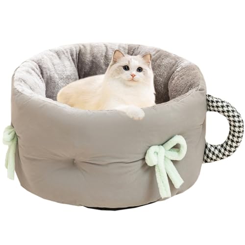 ZESLIV Katzenbett Flauschig, 65cm Katzenhaus Katzenhöhle für Katzen oder kleinere Hunde, Grau von ZESLIV