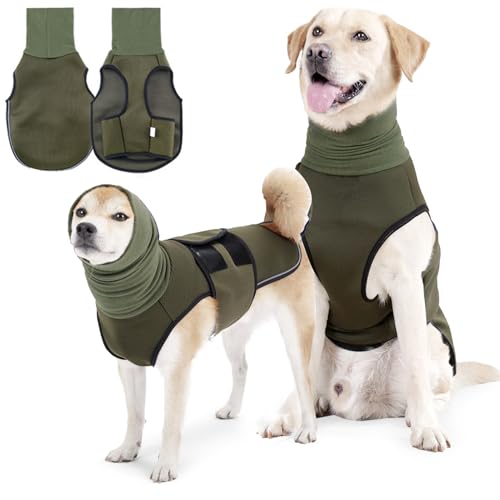 Hunde-Angstweste, reflektierende Angstweste für Hunde, atmungsaktive Hunde-Beruhigungsweste mit Kapuze, verstellbare Hunde-Angstjacke für Gewitter, Feuerwerk, Reisen, Tierarztbesuche (Grün, XXXL) von ZESTEFY