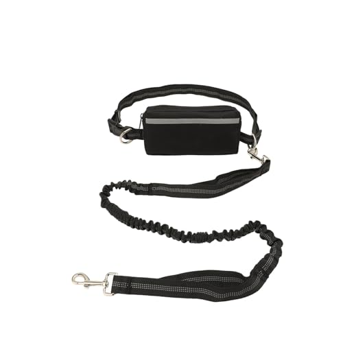 Joggingleine Hunde mit Bauchgurt, Freihändig & Reflektierend – Elastische Laufleine für Mittelgroße und Große Hunde, Stoßdämpfend mit Verstellbarem Hüftgurt und Multifunktionaler Tasche von ZESTEFY