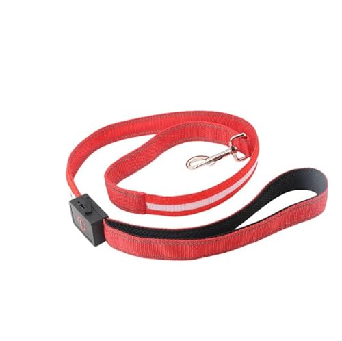 LED Hundeleine 1,2 m USB-Aufladbar, Wasserdicht & Reflektierend – Leuchtendes Halsband für Hunde mit 4 Lichtmodi für Nachtsicherheit, Geeignet für Große/Mittel Hunde (Rot) von ZESTEFY