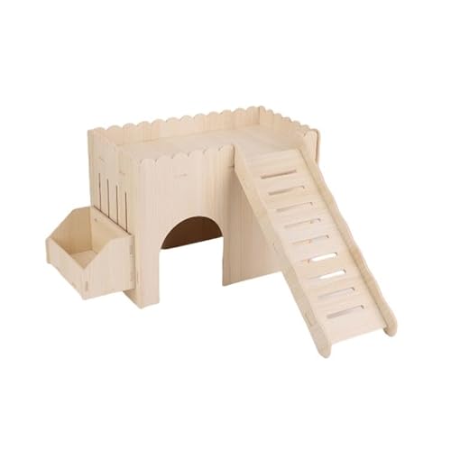 Meerschweinchenversteck aus Holz mit Futterbecken & Treppe – Mehrstöckiges Schloss für Kaninchen, Hamster, Igel – Groß 34 x 19 x 25 cm, Naturholzunterstand Meerschweinchenversteck aus Holz mit Futterbecken & Treppe – Mehrstöckiges Schloss für Kaninchen, Hamster, Igel – Groß 34 x 19 x 25 cm, Naturholzunterstand von ZESTEFY