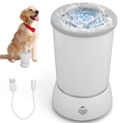 ZESTEFY Hundereiniger, Tragbarer Elektrischer Reiniger für Hunde, Automatischer Hundewascher mit Zwei Geschwindigkeiten, Wiederaufladbare Unterlegscheiben für Hunde, Silikon Hundefußwascher für Kleine von ZESTEFY