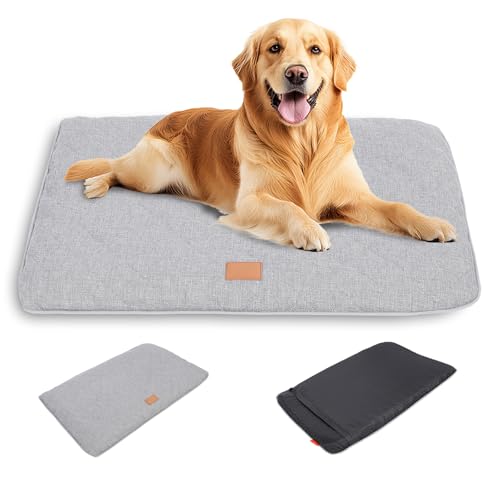 ZESTEFY Orthopädische Hundematte, Abnehmbares und waschbares Hundebett für Auto & Outdoor - Vier Jahreszeiten, rutschfest, atmungsaktiv - für Hunde geeignet (Hellgrau, XL) von ZESTEFY