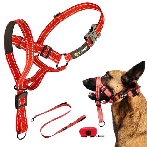 ZEVEY ZV500 Hundehalfter mit Leine und Sicherheitsgurt verhindert schweres Ziehen am gepolsterten, reflektierenden Halfter für kleine, mittelgroße und große Hunde, verstellbares Geschirr, Training, ZEVEY ZV500 Hundehalfter mit Leine und Sicherheitsgurt verhindert schweres Ziehen am gepolsterten, reflektierenden Halfter für kleine, mittelgroße und große Hunde, verstellbares Geschirr, Training, von ZEVEY