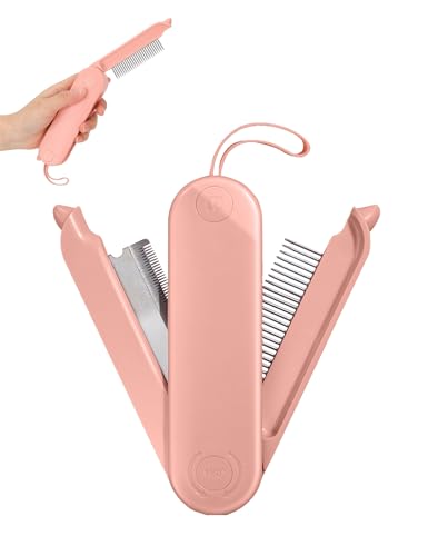 ZEWZE Hundekämme 2-in-1 Edelstahl Haustier Kamm, Faltbare Lagerung, zum Entfernen von Verwicklungen und Knoten, Hunde Kamm Katzen Kamm Pet Grooming Combs von ZEWZE