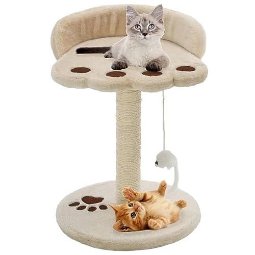 Katzen-Kratzbaum Sisal 40 cm Beige und Braun, ZEYUAN Katzenkratzbaum, Katzenmöbel, Kratztonne Für Katzen, Aktivitätskratzbäume, Katzen Zubehör - 170542 von ZEYUAN