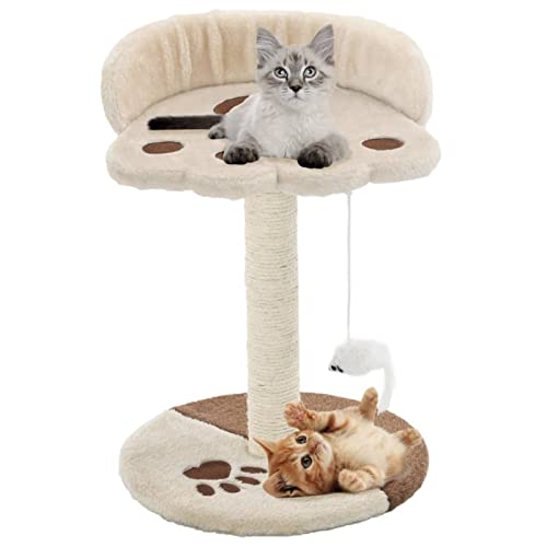 Katzen-Kratzbaum Sisal 40 cm Beige und Braun, ZEYUAN Katzenkratzbaum, Katzenmöbel, Kratztonne Für Katzen, Aktivitätskratzbäume, Katzen Zubehör - 170543 von ZEYUAN