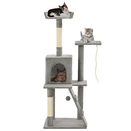 Katzenbaum mit Sisal-Kratzsäulen, ZEYUAN Katzenkratzbaum, Katzenmöbel, Kratztonne Für Katzen, Aktivitätskratzbäume, Cat Scratching Post, Katzen Zubehör, 120 cm Grau von ZEYUAN