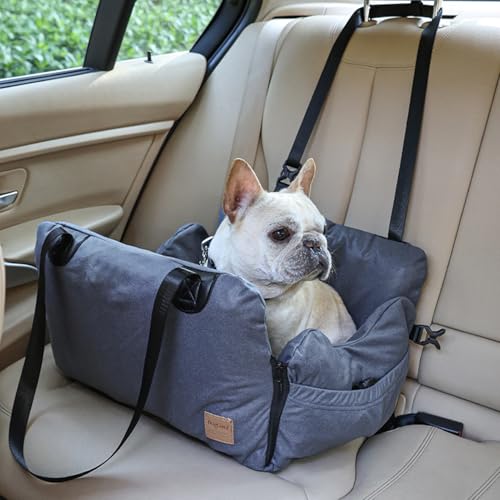 Hunde Autositz Stabiler Leicht Hundesitz: Airbag Auto Hundehütte Hundeautositz Tragbar Abnehmbar Hundeautobett für Kleine Hunde Haustiere Automatte (Gray, 49 * 42 * 30cm) von ZF YLYH