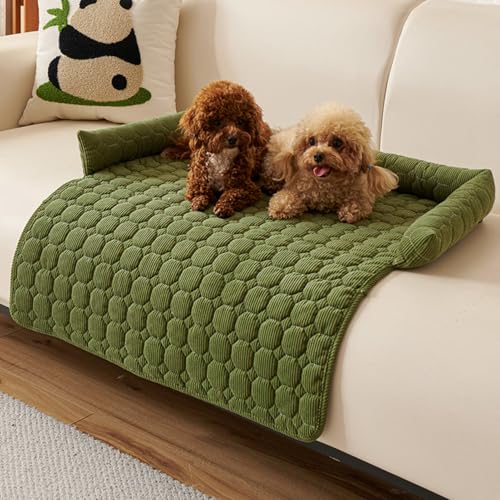 ZF YLYH Sofa Hundebetten Hund Matte Sofaschutz: Comfort Hundematten 75cm Universelles Haustierbett mit Nackenrolle Antirutsch Hundebett Sofa-Auflage Möbelschutz (Grün) von ZF YLYH