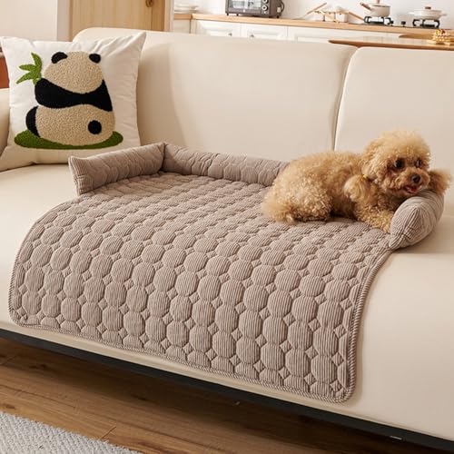 ZF YLYH Sofa Hundebetten Hund Matte Sofaschutz: Comfort Hundematten 75cm Universelles Haustierbett mit Nackenrolle Antirutsch Hundebett Sofa-Auflage Möbelschutz (Kaffee) von ZF YLYH