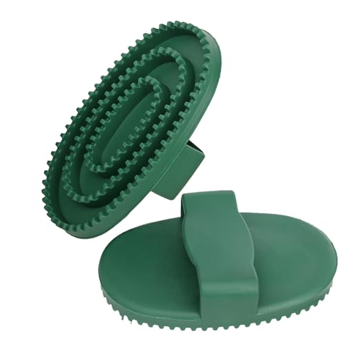 ZFFOZZ 2 Gummi-Striegel für die Fellpflege in Groß Mit Griff - Ideal für Pferde, Hunde und Katzen, Perfekt für den Fellwechsel (Kurzes/Langes Haar) und das Baden(L) von ZFFOZZ