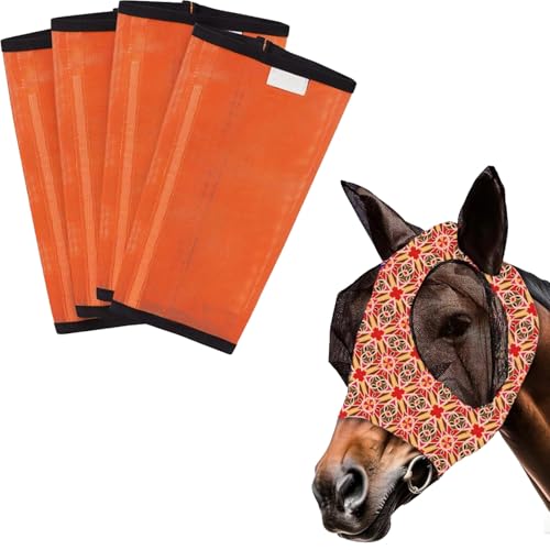 ZFFOZZ 4-teiliges Leopardenmuster-Glockenboots-Set, Anti-Dreh-Hufschutz mit Innenliegenden Erhöhten Polstern, Hufschutzbandagen(Orange) von ZFFOZZ