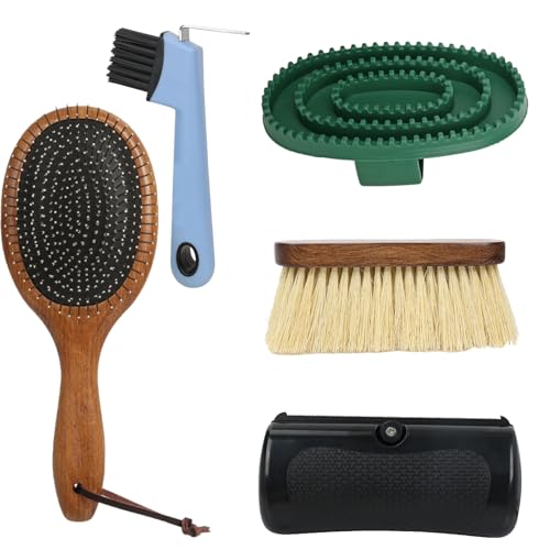 ZFFOZZ 5-teiliges Pferdepflege-Set Mit Hufbürste, Schweifkamm, Haarschaber, Körper- und Gesichtsbürsten, Ideal für die Pferdepflege von ZFFOZZ