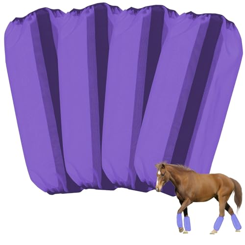 ZFFOZZ Fliegenschutz-Beinschützer aus Mesh für Pferde, 4-teiliges Set: Atmungsaktive Bandagen zum Insektenschutz, Sicherer Sitz und Beinschutz(Purple) von ZFFOZZ