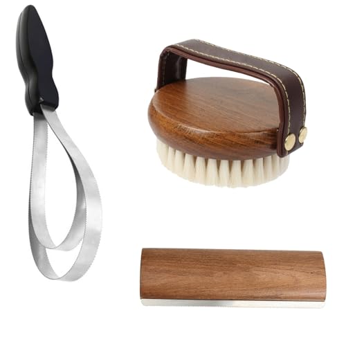 ZFFOZZ Handgefertigtes Pferdepflege-Set aus Massivholz, 3-teiliges Set Mit Einhand-Schweißkratzer, Zweihand-Schweißkratzer und Bürste zur Pferdereinigung ZFFOZZ Handgefertigtes Pferdepflege-Set aus Massivholz, 3-teiliges Set Mit Einhand-Schweißkratzer, Zweihand-Schweißkratzer und Bürste zur Pferdereinigung von ZFFOZZ