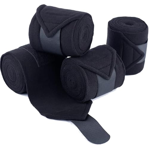 ZFFOZZ Sherpa-Pferdebandagen-Set - Reitsport-Bandagen für Springreiten, Dressur, Beinstütze und Sehnenschutz(Black) von ZFFOZZ
