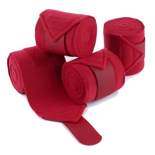 ZFFOZZ Sherpa-Pferdebandagen-Set - Reitsport-Bandagen für Springreiten, Dressur, Beinstütze und Sehnenschutz(Red) von ZFFOZZ