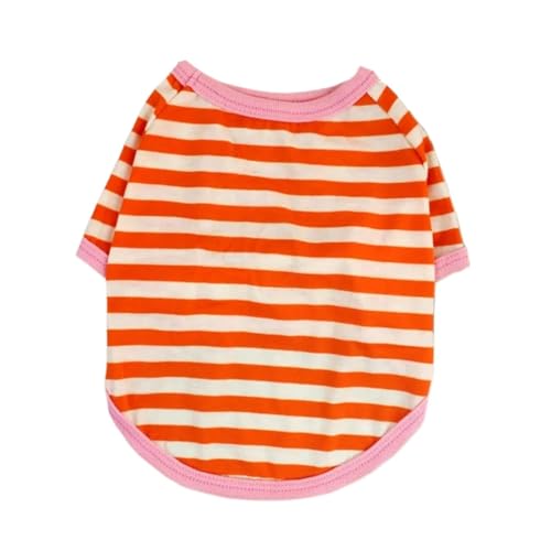 Sommer-T-Shirt, gestreift, Haustierkleidung für kleine Hunde, Yorkshire Terrier, Shih, Welpen, Katzen, Kleidung (Farbe: Orange, Größe: L 4 kg - 5,5 kg) von ZFYQW