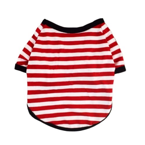 Sommer-T-Shirt, gestreift, Haustierkleidung für kleine Hunde, Yorkshire Terrier, Shih, Welpen, Katzen, Kleidung (Farbe: Rot, Größe: M 2,5 kg - 4 kg) von ZFYQW